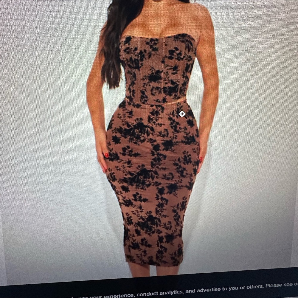 Two piece set brown and black floral small